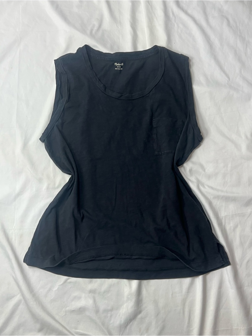 Madewell Black Cotton Sleeveless Pocket Tank